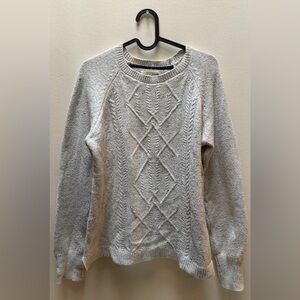 Mantaray Women's Heather Gray Cable Knit Crewneck Sweater